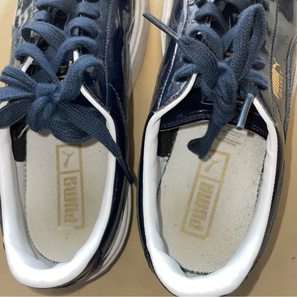 Puma Basket Platform Navy Patent Leather Sneakers Y2K Style. Women's US 8.5 - Picture 7 of 8
